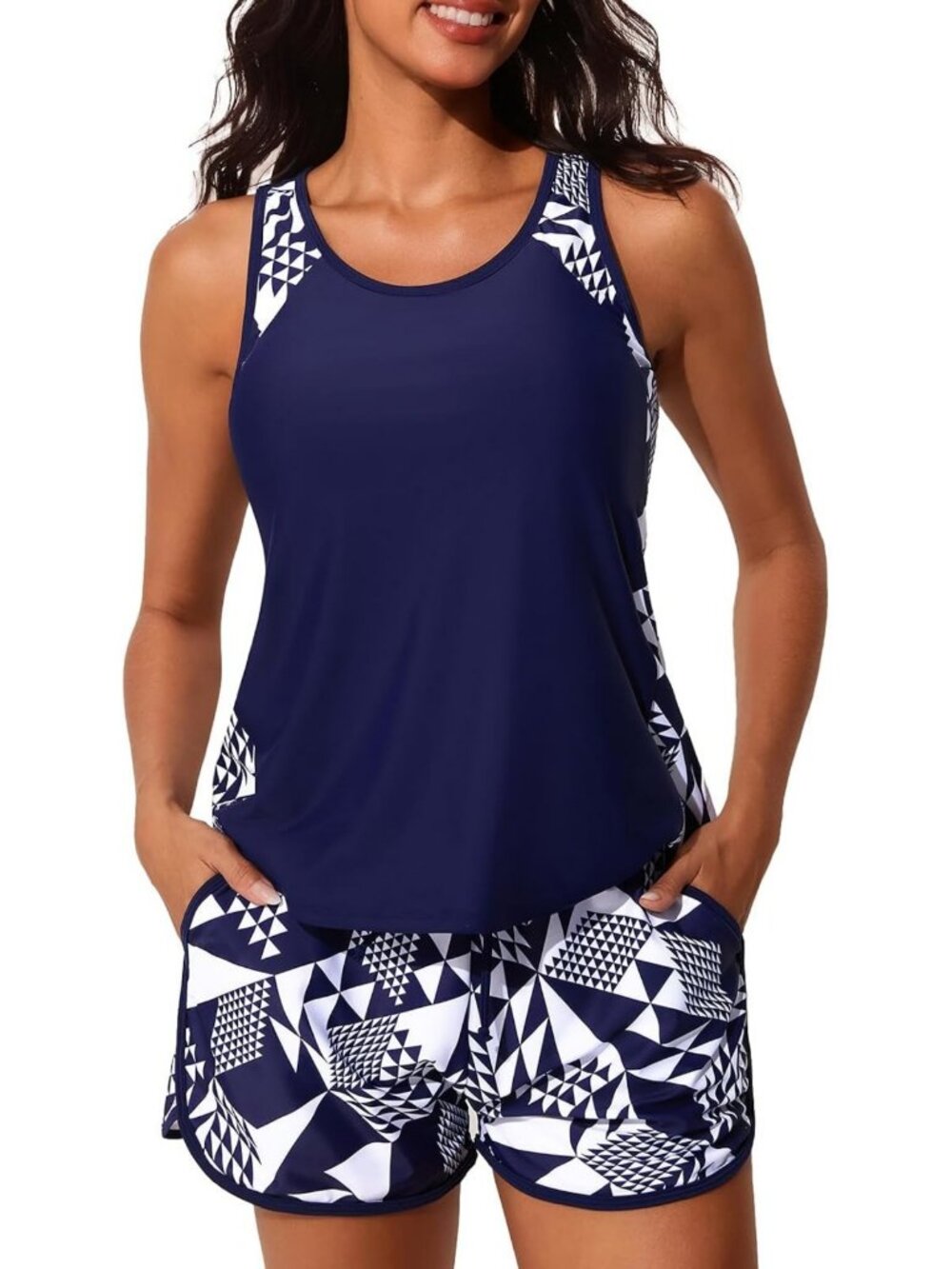 Tummy Control Blouson Tankini Swimsuit for Women - Stylish Summer Swimwear - Picture 1 of 7